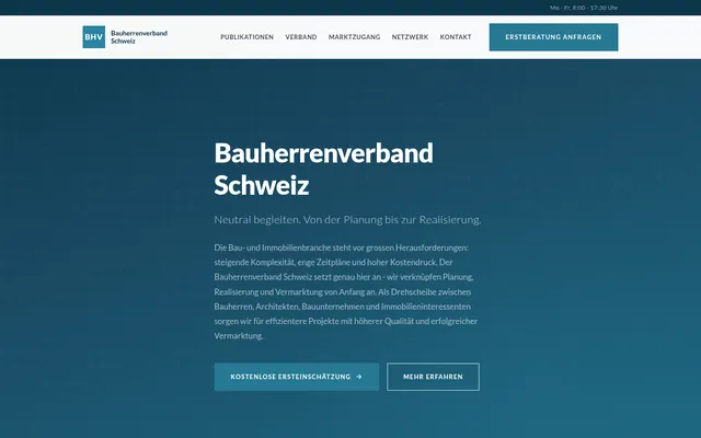 Startseite von bauherrenverband.ch: Bauherrenverband Schweiz - neutral begleiten, von der Planung bis zur Realisierung