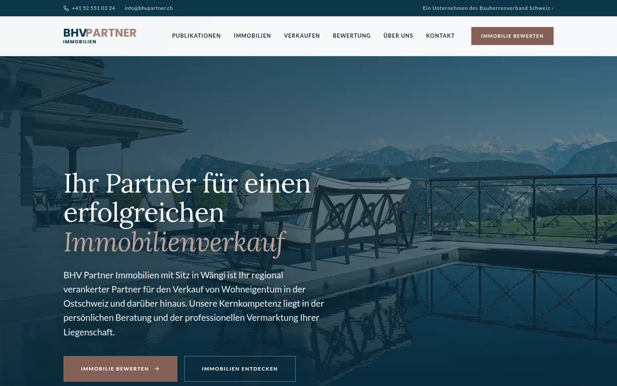 Startseite von bhvpartner.ch: Ihr Partner für einen erfolgreichen Immobilienverkauf