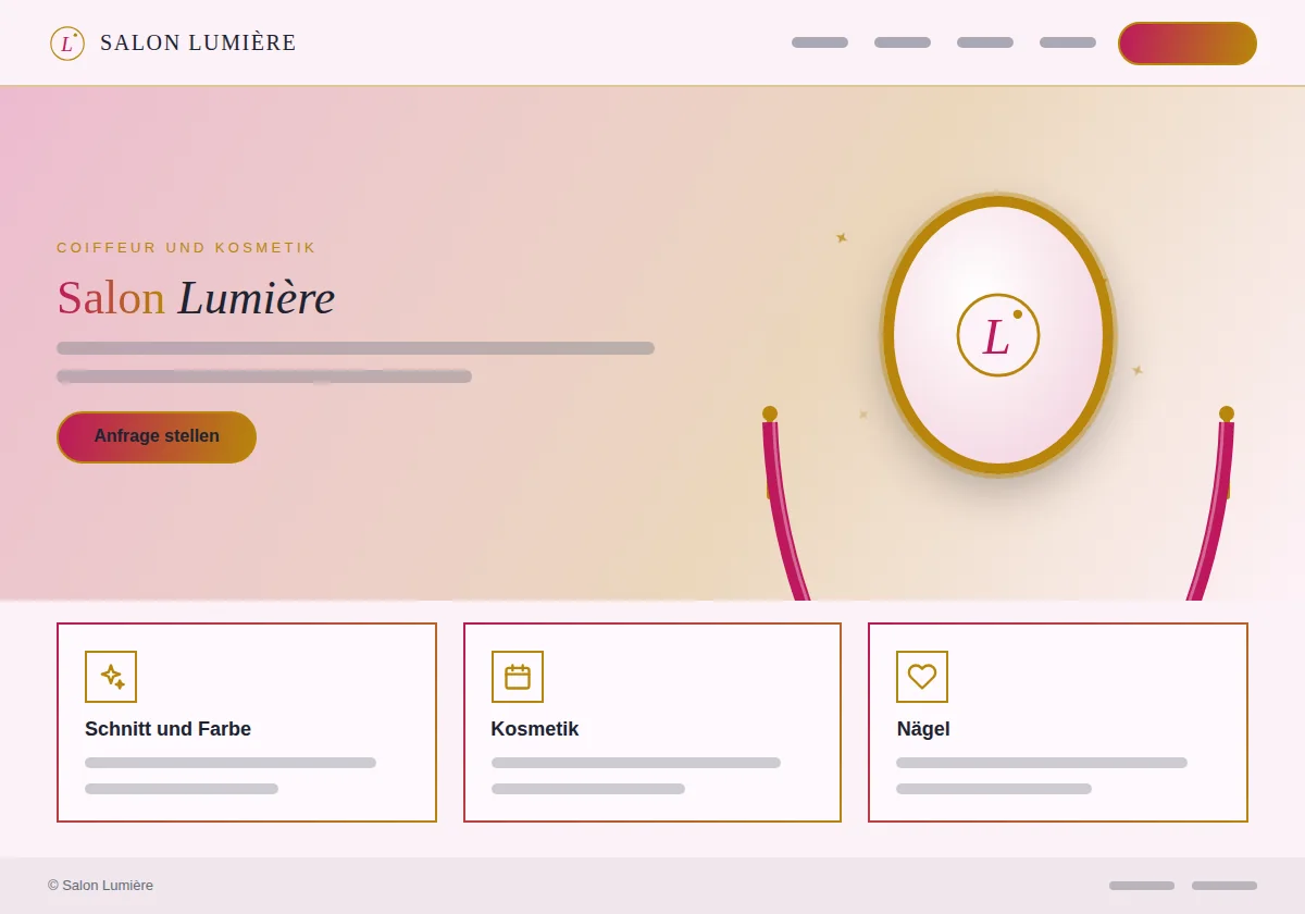 Vorschau der Vorlage Beauty: Webseite für Coiffeur, Kosmetik und Wellness am Beispiel Salon Lumière