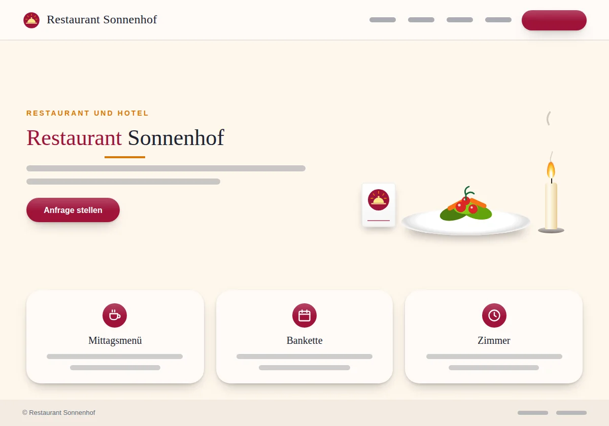 Vorschau der Vorlage Gastro: Webseite für Restaurant, Café und Hotel am Beispiel Restaurant Sonnenhof