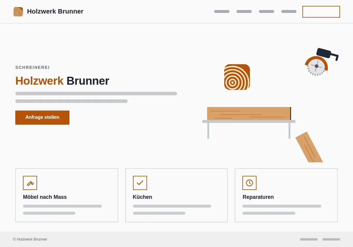 Vorschau der Vorlage Handwerk: Webseite für Handwerksbetriebe am Beispiel Holzwerk Brunner