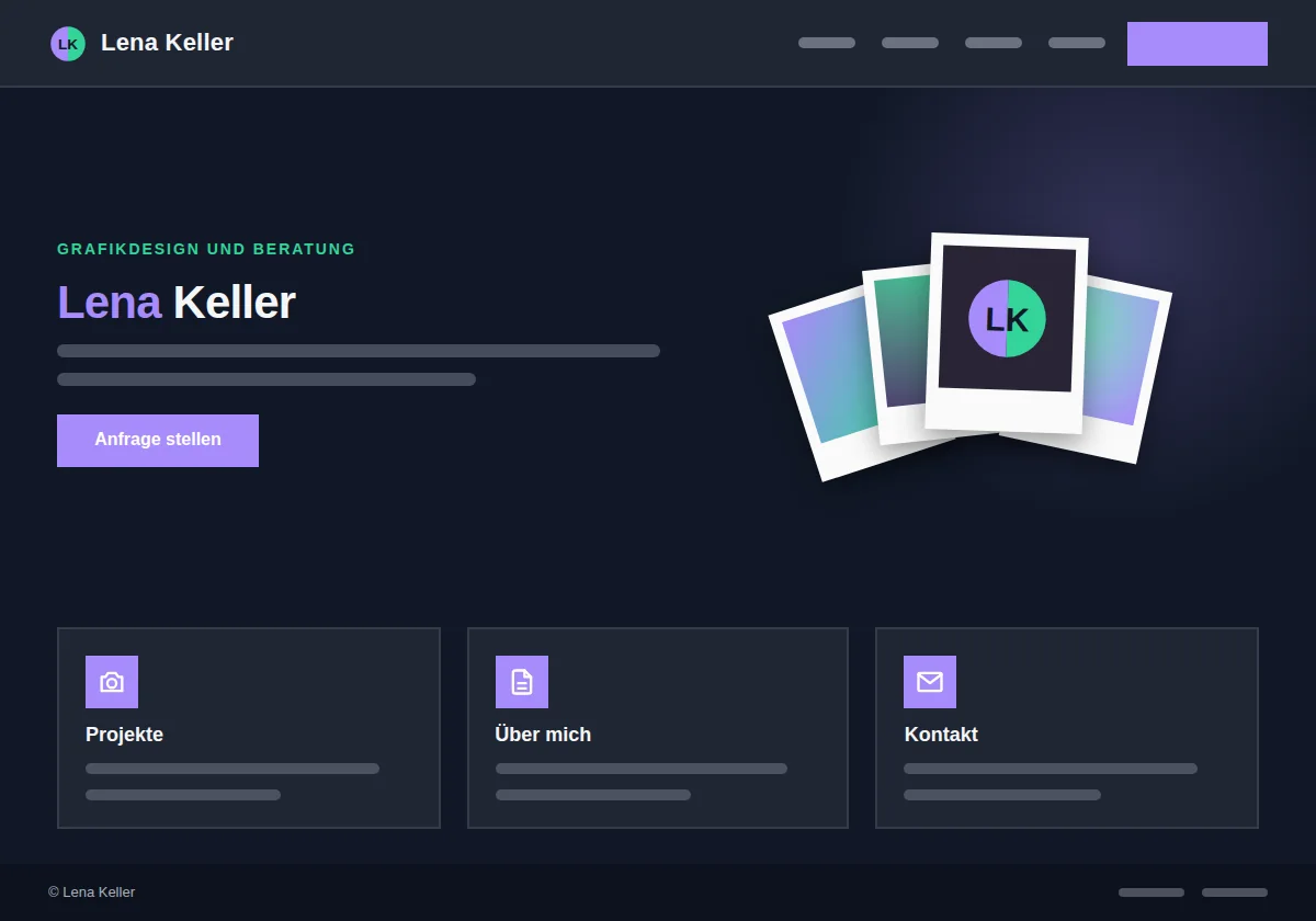 Vorschau der Vorlage Portfolio: Webseite für Freelancer und Einzelpersonen am Beispiel Lena Keller