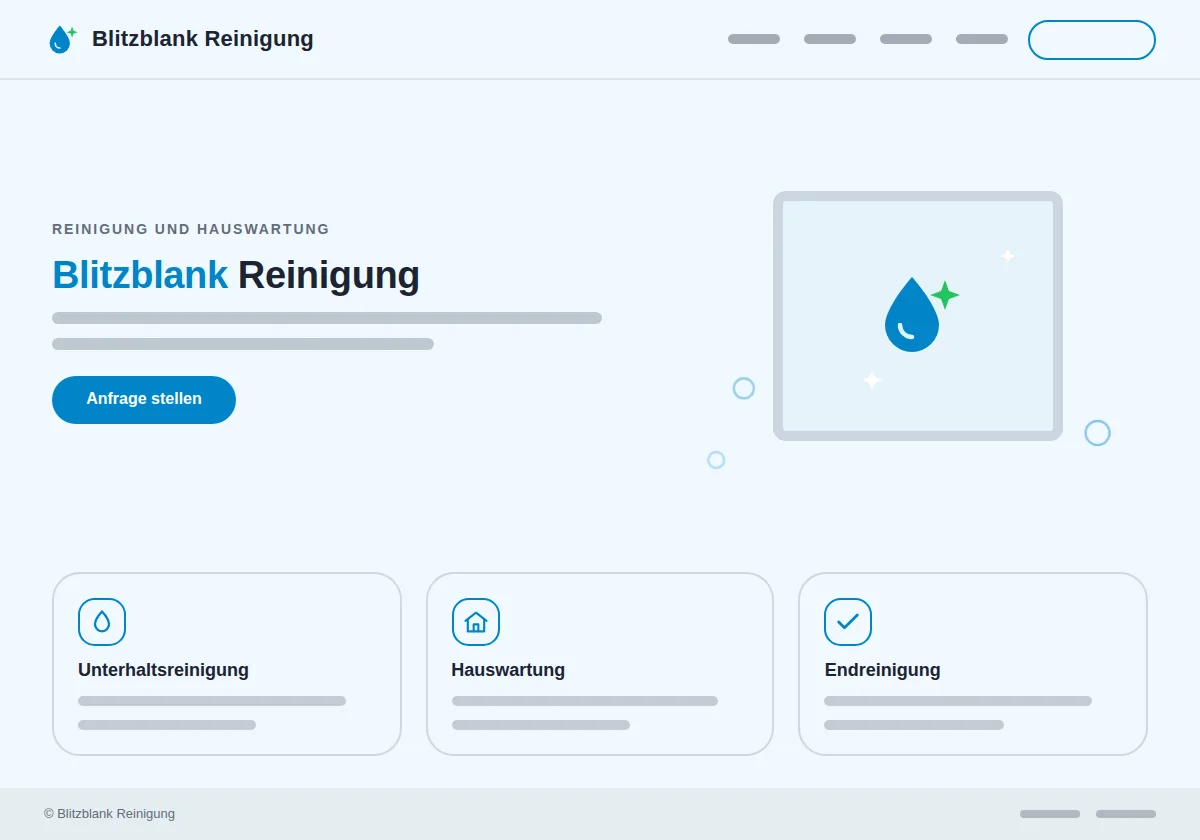 Vorschau der Vorlage Reinigung: Webseite für Reinigung und Hauswartung am Beispiel Blitzblank Reinigung